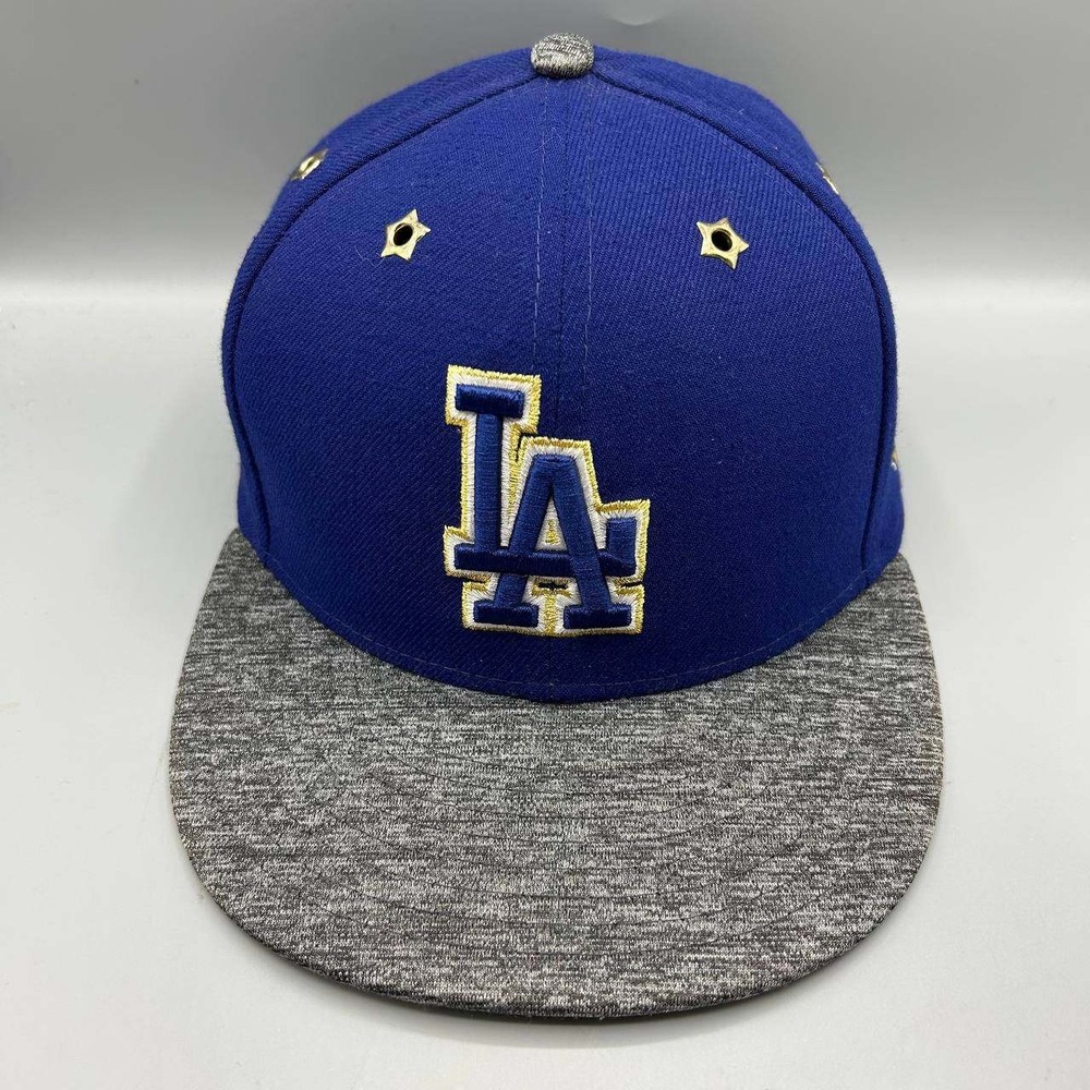 Los Angeles LA Dodgers MLB Hat Men 7 3/8 Blue Gray 59Fifty New Era Fitted Cap